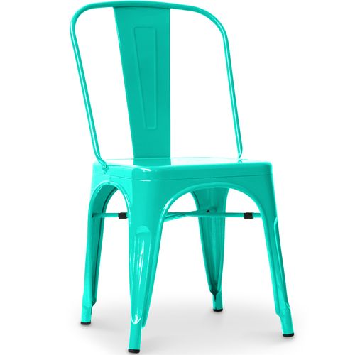 Chaise De Salle à Manger Bistrot Metalix Design Carré En Métal - Vert Pastel