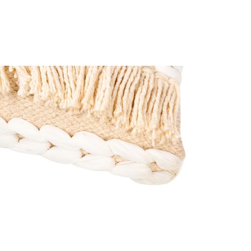 Coussin Carré Design Boho Bali En Coton Housse + Remplissage - Hera Blanc