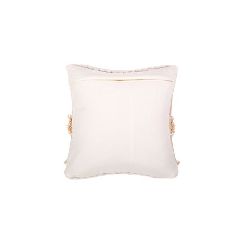 Coussin Carré Design Boho Bali En Coton Housse + Remplissage - Hera Blanc