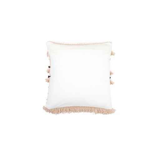 Coussin Carré Design Boho Bali En Coton Housse + Remplissage - Joan Blanc