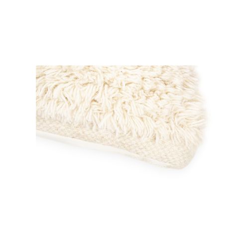 Coussin Carré Design Boho Bali, En Tissu Bouclé Housse + Remplissage - Akasha Blanc
