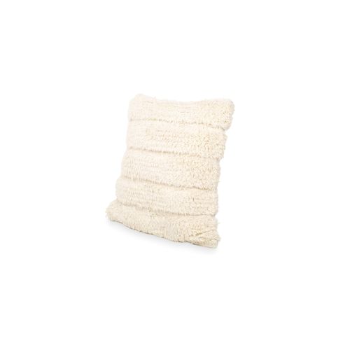 Coussin Carré Design Boho Bali, En Tissu Bouclé Housse + Remplissage - Akasha Blanc