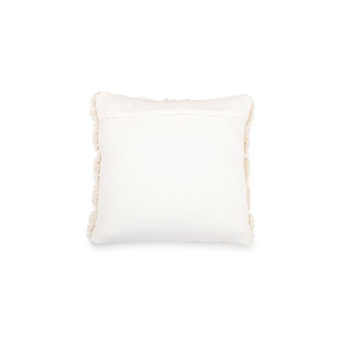 Coussin Carré Design Boho Bali, En Tissu Bouclé Housse + Remplissage - Akasha Blanc