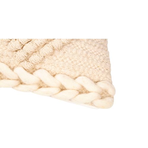 Coussin Carré Design Boho Bali En Coton Et Laine Housse + Remplissage - Minerva Noir