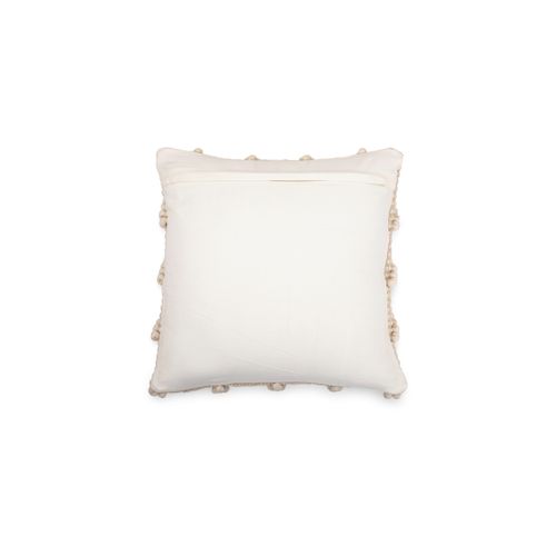 Coussin Carré Design Boho Bali, En Tissu Bouclé Housse + Remplissage - Chewuna Blanc