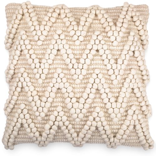 Coussin Carré Design Boho Bali, En Tissu Bouclé Housse + Remplissage - Chewuna Blanc