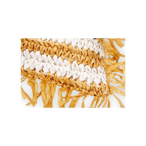 Coussin Carré Design Boho Bali, En Raphia Housse + Remplissage - Candice Crème