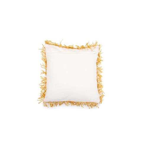 Coussin Carré Design Boho Bali, En Raphia Housse + Remplissage - Candice Crème