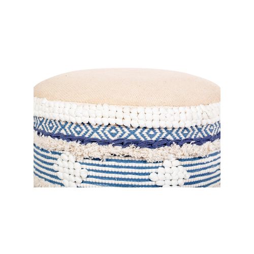 Tabouret Boho Bali Design En Bois De Pin, Coton - Zoe Bali Bleu