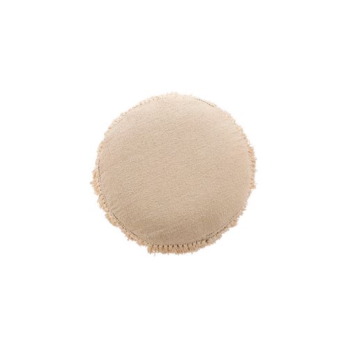 Tabouret Boho Bali Design En Bois De Pin, Coton - Janice Bali Blanc