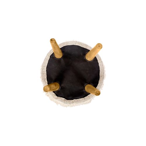 Tabouret Boho Bali Design En Bois De Pin, Coton - Gwinnett Bali Crème