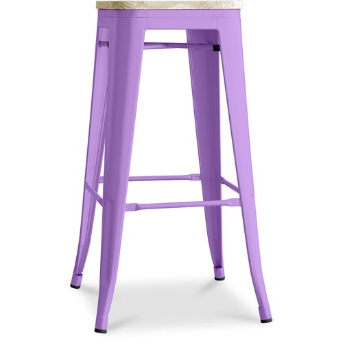 Tabouret Bistrot Metalix - 76 Cm - Métal Et Bois Clair Violet Clair