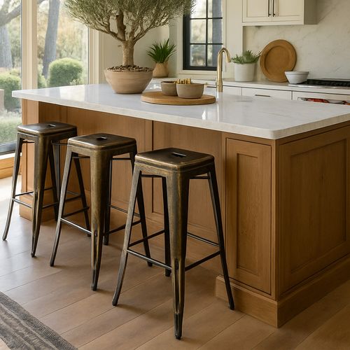 Tabouret De Bar – Style Industriel – Acier – 76 Cm – Metalix Bleu Clair