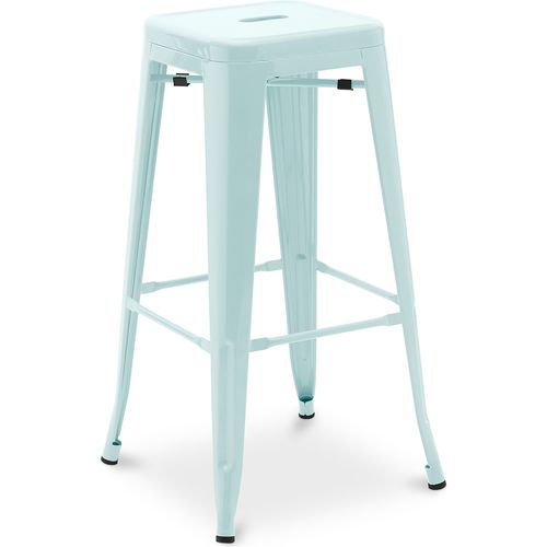 Tabouret De Bar – Style Industriel – Acier – 76 Cm – Metalix Bleu Clair