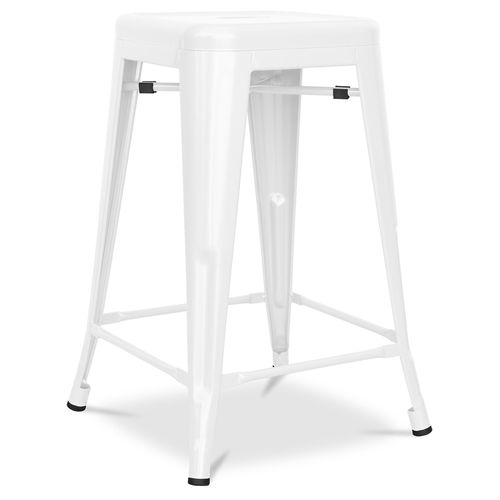 Tabouret Bistrot Metalix  Métal Mat - 60cm - Blanc
