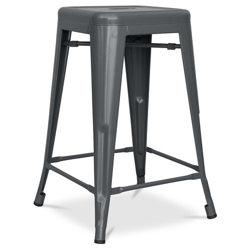 Tabouret Bistrot Metalix  Métal Mat - 60cm - Gris Foncé