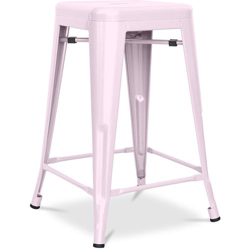 Tabouret Bistrot Metalix Métal Mat - 60cm - Rose Pâle