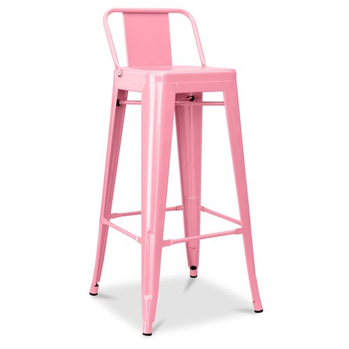 Tabouret De Bar Avec Dossier - Design Industriel - 76cm - -metalix Rose