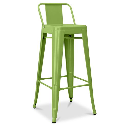 Tabouret De Bar Avec Dossier - Design Industriel - 76cm - -metalix Vert Clair