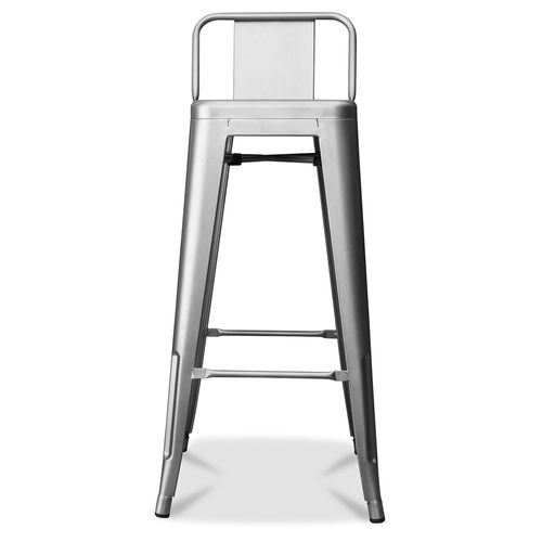 Tabouret De Bar Avec Dossier - Design Industriel - 76cm - -metalix Bleu Foncé