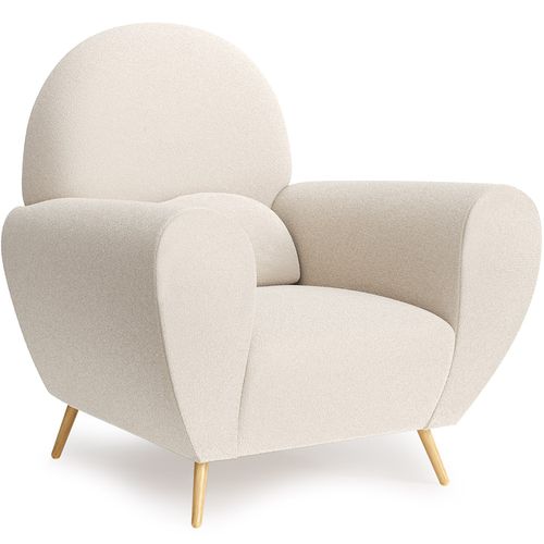 Fauteuil Avec Accoudoirs En Bouclette Fausse Fourrure Tapissée - Boucles Blanches - Verona Blanc