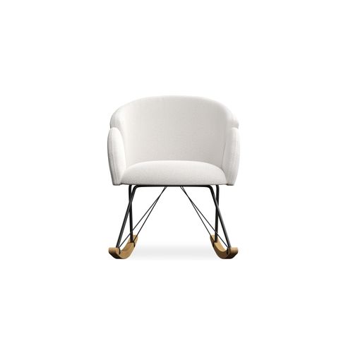 Fauteuil à Bascule En Bouclette Fausse Fourrure Tapissée - Boucles Blanches - Frida Blanc