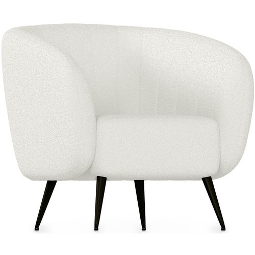 Fauteuil Blanc En Bouclette Fausse Fourrure Tapissée - Boucles Blanches - Oysa Blanc