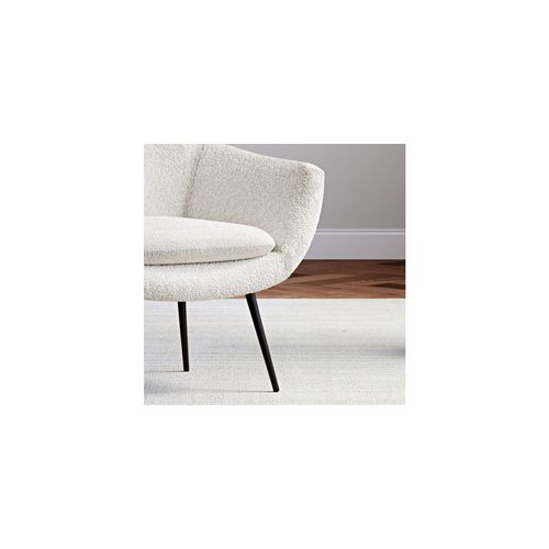 Fauteuil Blanc En En Bouclette Fausse Fourrure Tapissée - Boucles Blanches - Uby Blanc