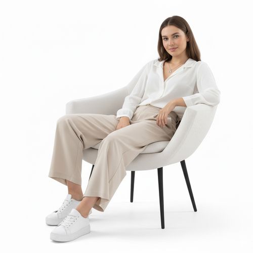 Fauteuil Blanc En En Bouclette Fausse Fourrure Tapissée - Boucles Blanches - Uby Blanc