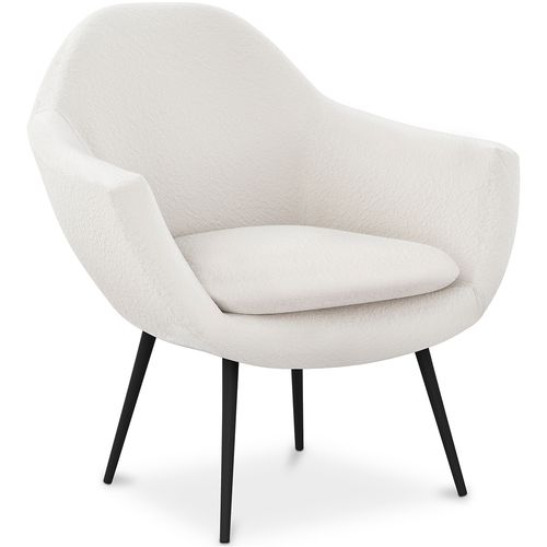 Fauteuil Blanc En En Bouclette Fausse Fourrure Tapissée - Boucles Blanches - Uby Blanc