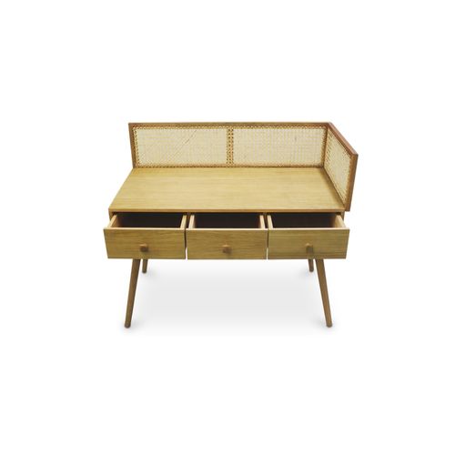 Bureau Style Cannage En Bois Naturel - Maya Bois Naturel