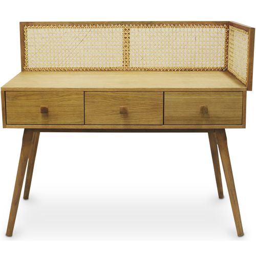 Bureau Style Cannage En Bois Naturel - Maya Bois Naturel