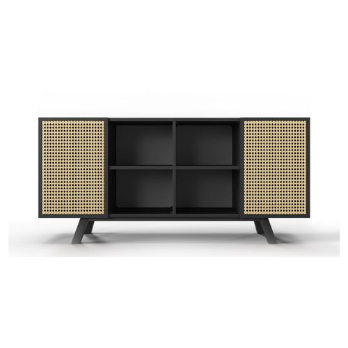 Buffet En Bois Naturel - Stile Vintage - Noir - Oga Noir