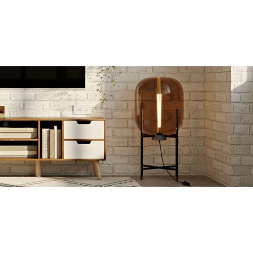 Lampadaire Design Moderne, Métal Et Verre - Crada - 75cm Fumée