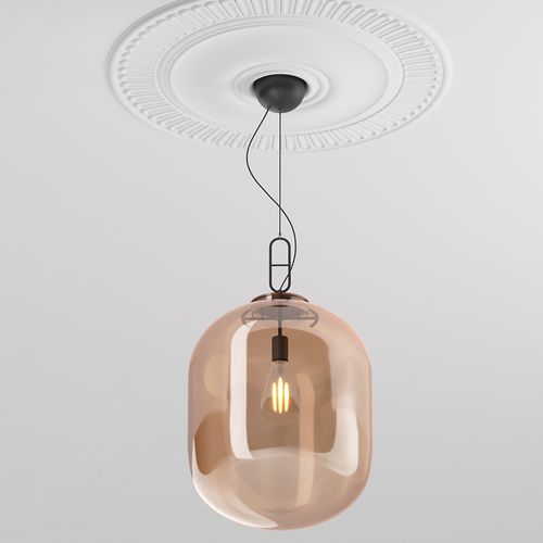 Lampe Suspendue Design Moderne, Métal Et Verre  - Crada - Grand Fumée