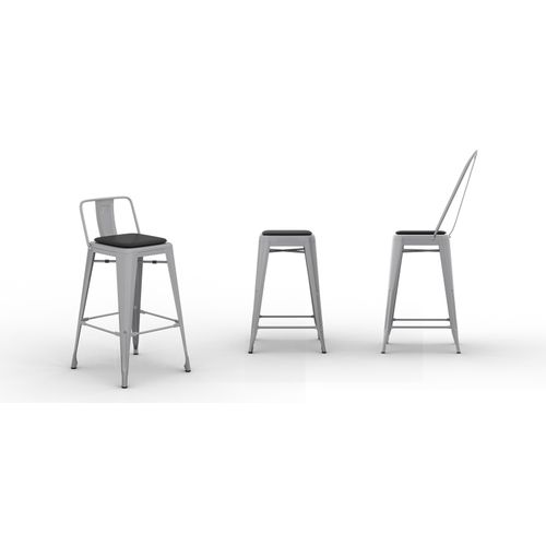 Lot De 4 Coussins Magnétiques Pour Tabouret Assise Carrée- Simili-cuir - Metalix Noir