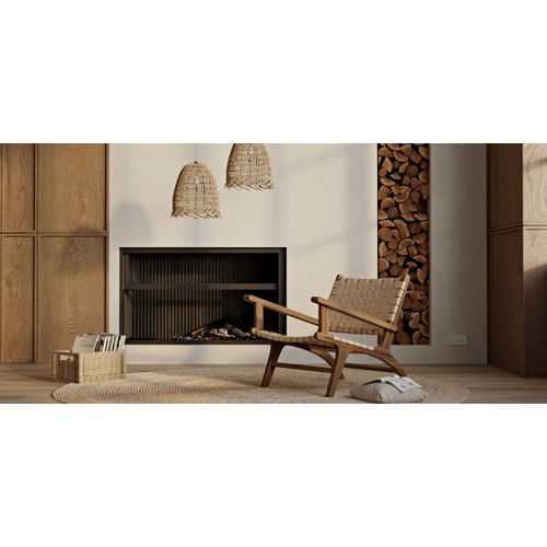 Fauteuil De Salon Avec Accoudoirs - Design Boho Bali - Bois Et Cuir - Grau Marron