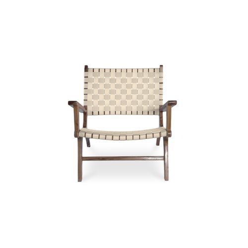Fauteuil De Salon Design Boho Bali Avec Accoudoirs - Bois Et Lin - Grau Taupe
