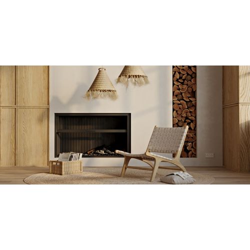 Fauteuil De Salon Artisanal Au Design Boho Bali En Bois Et Lin - Grau Taupe