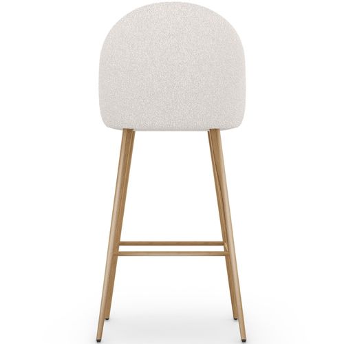 Tabouret En Bouclette Fausse Fourrure Tapissée - Boucles Blanches - Design - Bennett Blanc
