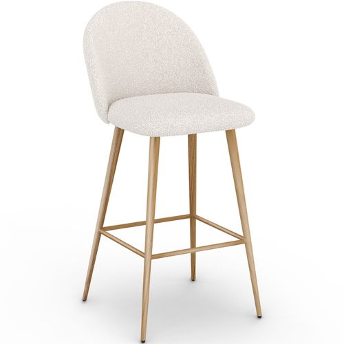 Tabouret En Bouclette Fausse Fourrure Tapissée - Boucles Blanches - Design - Bennett Blanc