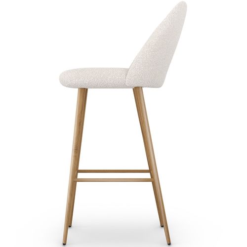 Tabouret En Bouclette Fausse Fourrure Tapissée - Boucles Blanches - Design - Bennett Blanc