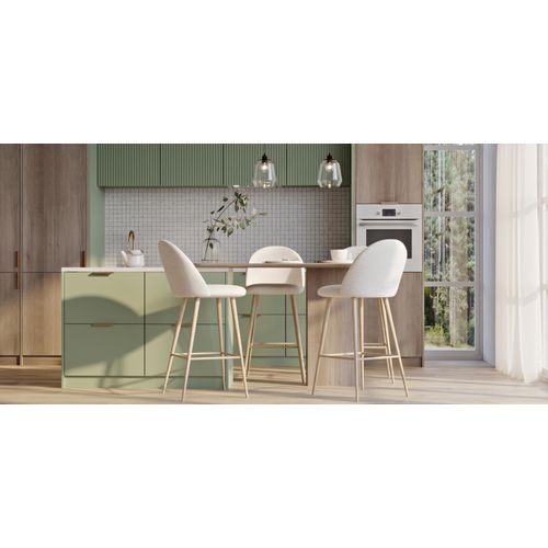 Tabouret En Bouclette Fausse Fourrure Tapissée - Boucles Blanches - Design - Bennett Blanc