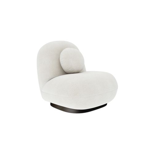 Fauteuil Tapissé En Bouclé Blanc - Pieds Noirs - Nuiba Blanc