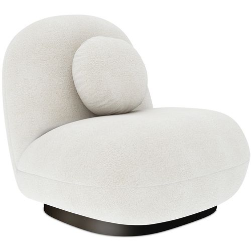 Fauteuil Tapissé En Bouclé Blanc - Pieds Noirs - Nuiba Blanc