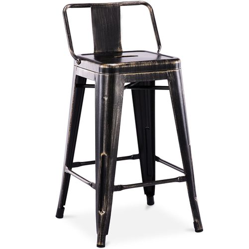 Tabouret De Bar Avec Dossier - Design - 60cm - - Metalix Bronze Métallisé