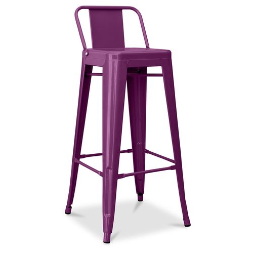 Tabouret De Bar Avec Dossier - Design Industriel - 76cm - -metalix Violet