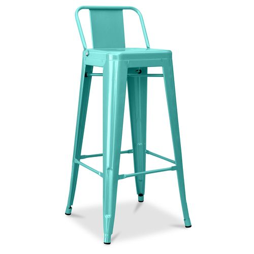 Tabouret De Bar Avec Dossier - Design Industriel - 76cm - -metalix Vert Pastel