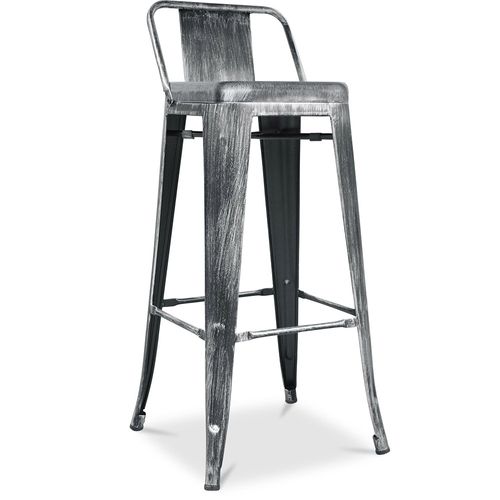 Tabouret De Bar Avec Dossier - Design Industriel - 76cm - -metalix Industriel