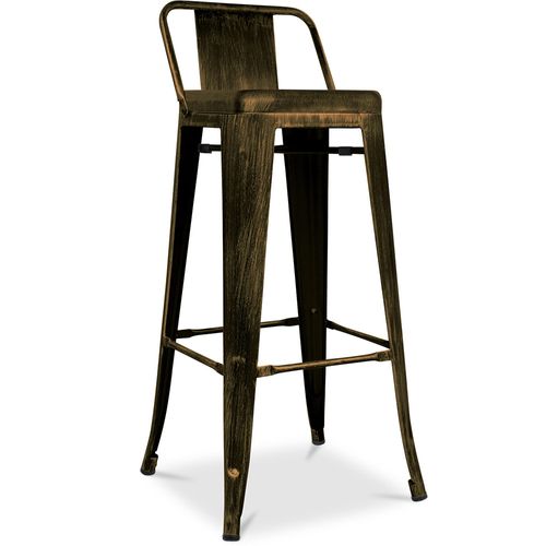 Tabouret De Bar Avec Dossier - Design - 76cm - -metalix Bronze Métallisé